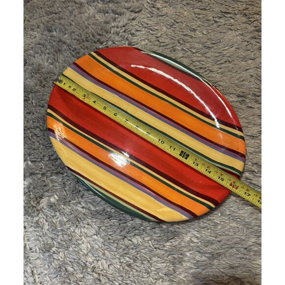 Heartfelt Kitchen Creations Large Plate Multi Color Stripe Red Dishwasher Safe - Picture 3 of 7
